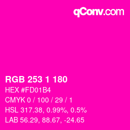 Color code: RGB 253 1 180 | qconv.com