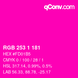 Color code: RGB 253 1 181 | qconv.com