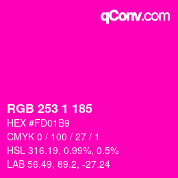 Color code: RGB 253 1 185 | qconv.com