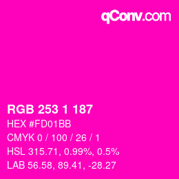 Color code: RGB 253 1 187 | qconv.com