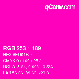 カラーコード: RGB 253 1 189 | qconv.com