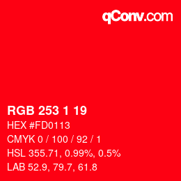 Color code: RGB 253 1 19 | qconv.com