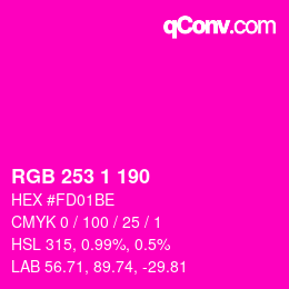 Color code: RGB 253 1 190 | qconv.com