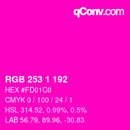 Color code: RGB 253 1 192 | qconv.com
