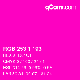 カラーコード: RGB 253 1 193 | qconv.com