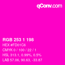 カラーコード: RGB 253 1 198 | qconv.com