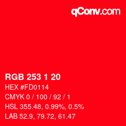 Color code: RGB 253 1 20 | qconv.com