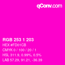 Color code: RGB 253 1 203 | qconv.com