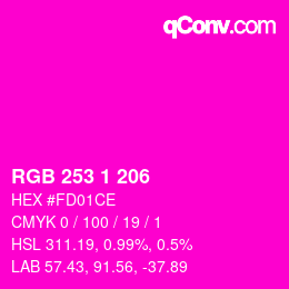 Color code: RGB 253 1 206 | qconv.com