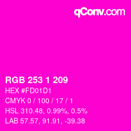 Color code: RGB 253 1 209 | qconv.com