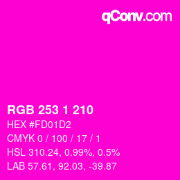 カラーコード: RGB 253 1 210 | qconv.com