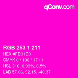 Color code: RGB 253 1 211 | qconv.com