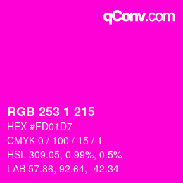 Color code: RGB 253 1 215 | qconv.com