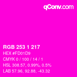 Color code: RGB 253 1 217 | qconv.com