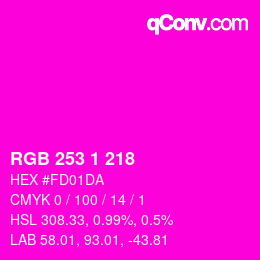 カラーコード: RGB 253 1 218 | qconv.com