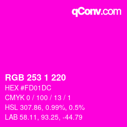 カラーコード: RGB 253 1 220 | qconv.com