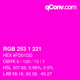 Color code: RGB 253 1 221 | qconv.com