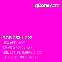 Color code: RGB 253 1 222 | qconv.com