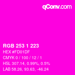 Color code: RGB 253 1 223 | qconv.com