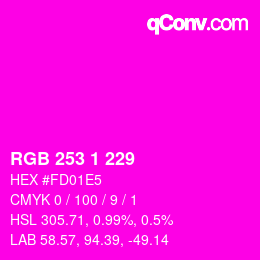 Color code: RGB 253 1 229 | qconv.com