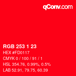 カラーコード: RGB 253 1 23 | qconv.com