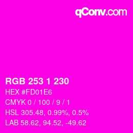 Color code: RGB 253 1 230 | qconv.com
