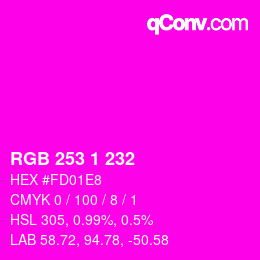 カラーコード: RGB 253 1 232 | qconv.com