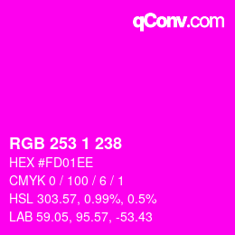 Color code: RGB 253 1 238 | qconv.com