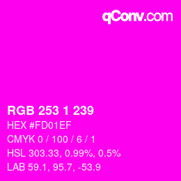 カラーコード: RGB 253 1 239 | qconv.com