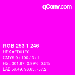 カラーコード: RGB 253 1 246 | qconv.com