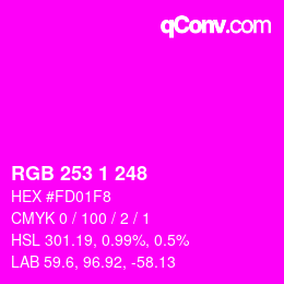 Color code: RGB 253 1 248 | qconv.com