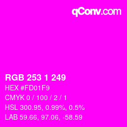 Color code: RGB 253 1 249 | qconv.com