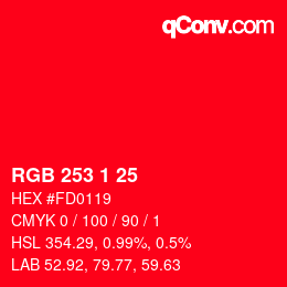 カラーコード: RGB 253 1 25 | qconv.com