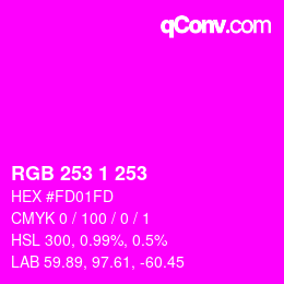 カラーコード: RGB 253 1 253 | qconv.com