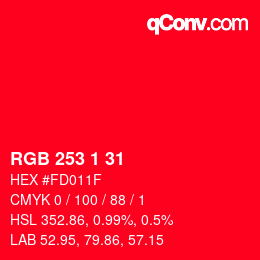 Color code: RGB 253 1 31 | qconv.com