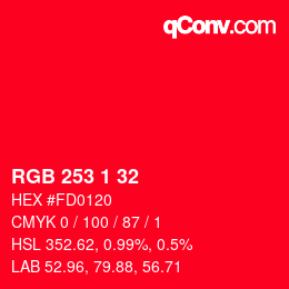 Color code: RGB 253 1 32 | qconv.com