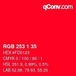 Color code: RGB 253 1 35 | qconv.com