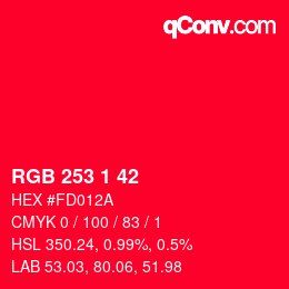 カラーコード: RGB 253 1 42 | qconv.com