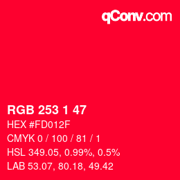 Color code: RGB 253 1 47 | qconv.com