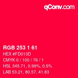 カラーコード: RGB 253 1 61 | qconv.com