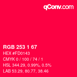 カラーコード: RGB 253 1 67 | qconv.com