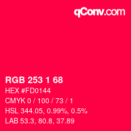 Color code: RGB 253 1 68 | qconv.com