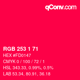 Color code: RGB 253 1 71 | qconv.com