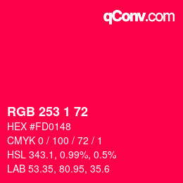 Color code: RGB 253 1 72 | qconv.com