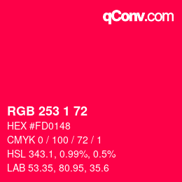 カラーコード: RGB 253 1 72 | qconv.com