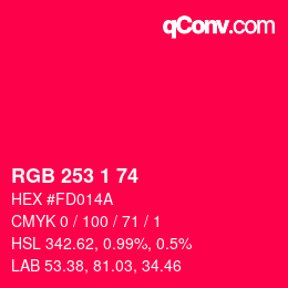 Color code: RGB 253 1 74 | qconv.com