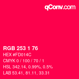 Color code: RGB 253 1 76 | qconv.com