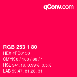 Color code: RGB 253 1 80 | qconv.com