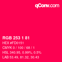 カラーコード: RGB 253 1 81 | qconv.com