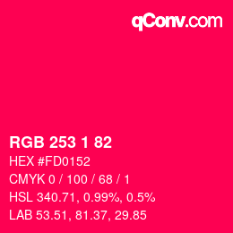 Color code: RGB 253 1 82 | qconv.com
